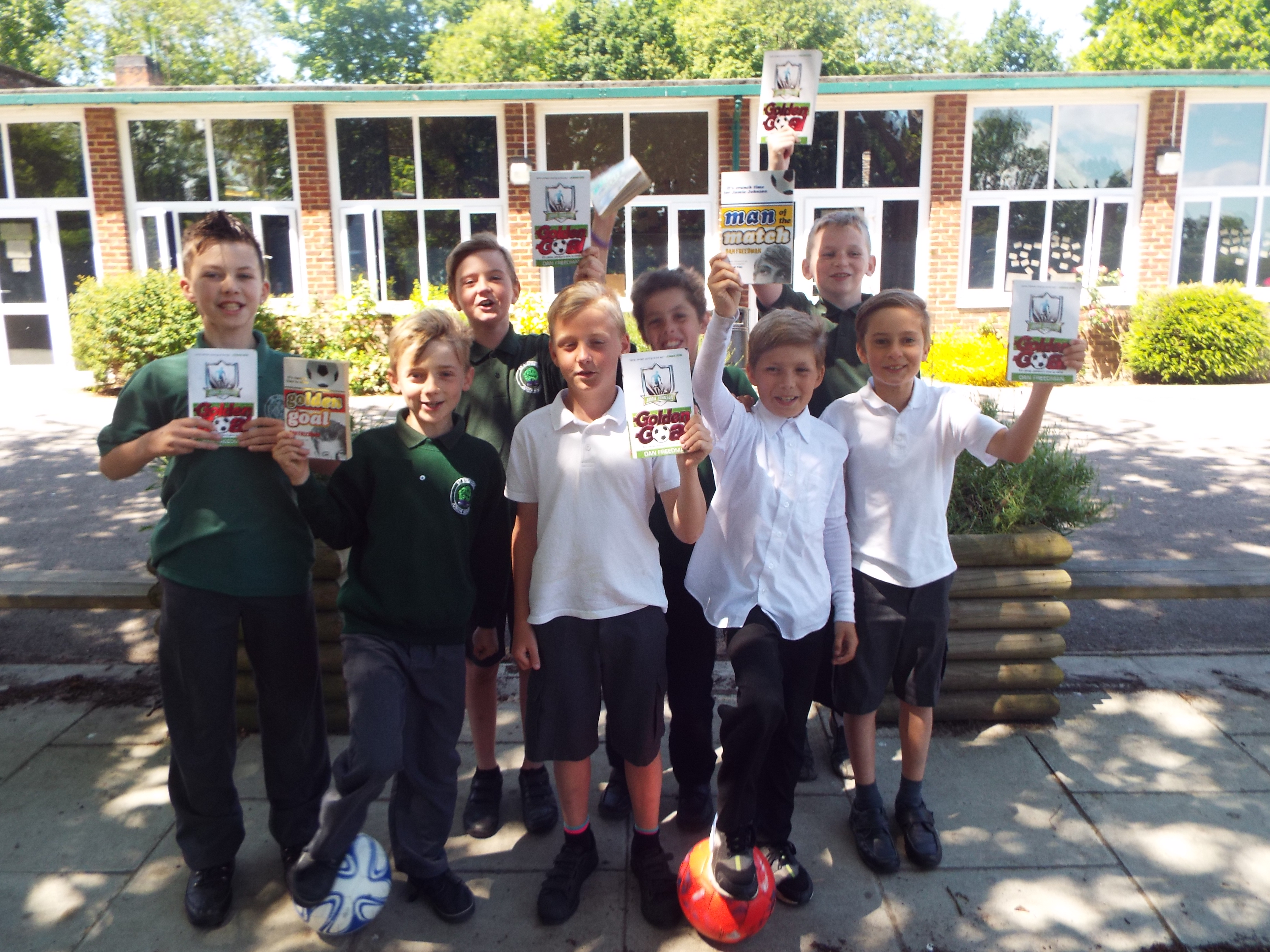 St Stephen's Junior School students with the Jamie Johnson books they are reading